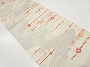 霞取りに横段・花模様織り出し　名古屋帯